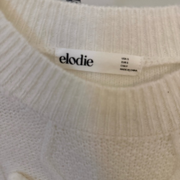 Cottagecore Cream Knit Sweater Cropped Textured Pom Pom Pullover Small - Picture 3 of 3